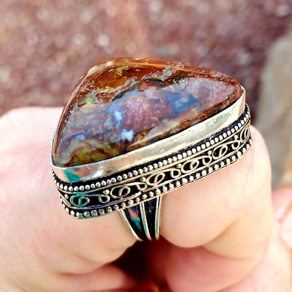 New Moroccan Seam Agate 925 Silver Ring. - Picture 14 of 16